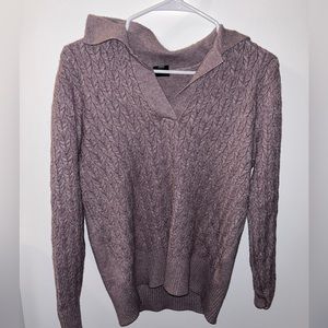 Purple collared neck woven sweater size M